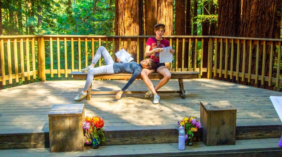Two campers perform during play rehearsal