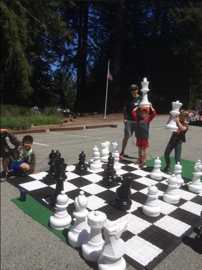 A large life size chess set