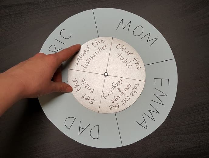 A chore wheel is a great way to get your kids excited about family chores.