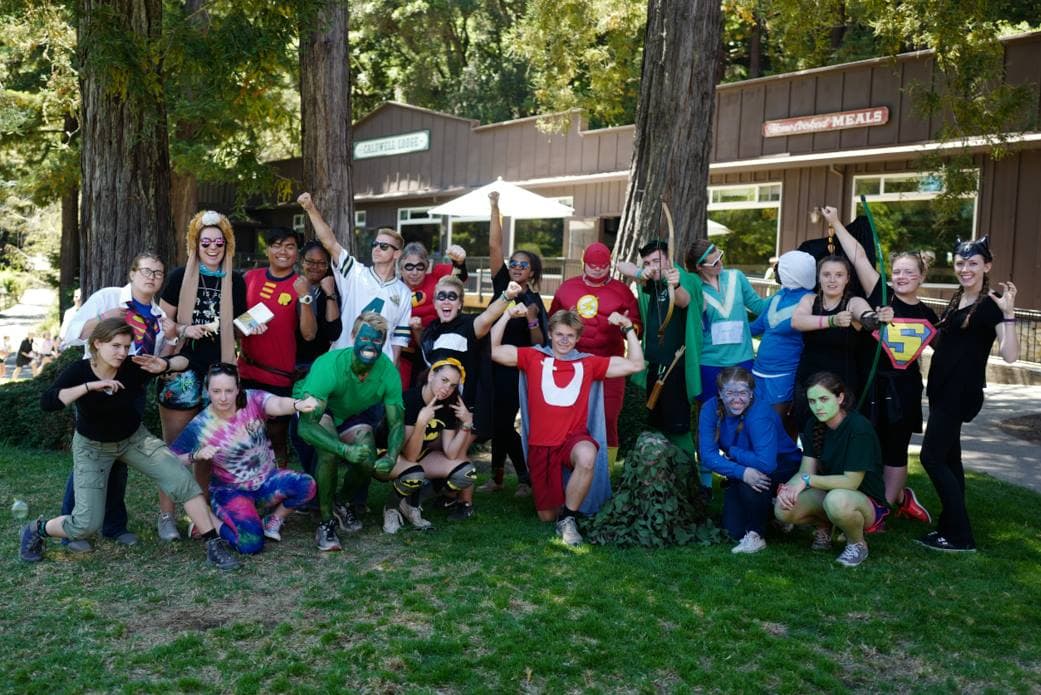 A group of counselors dressed up in costumes