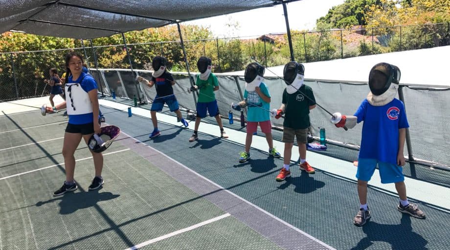 Kennolyn day campers line up for fencing