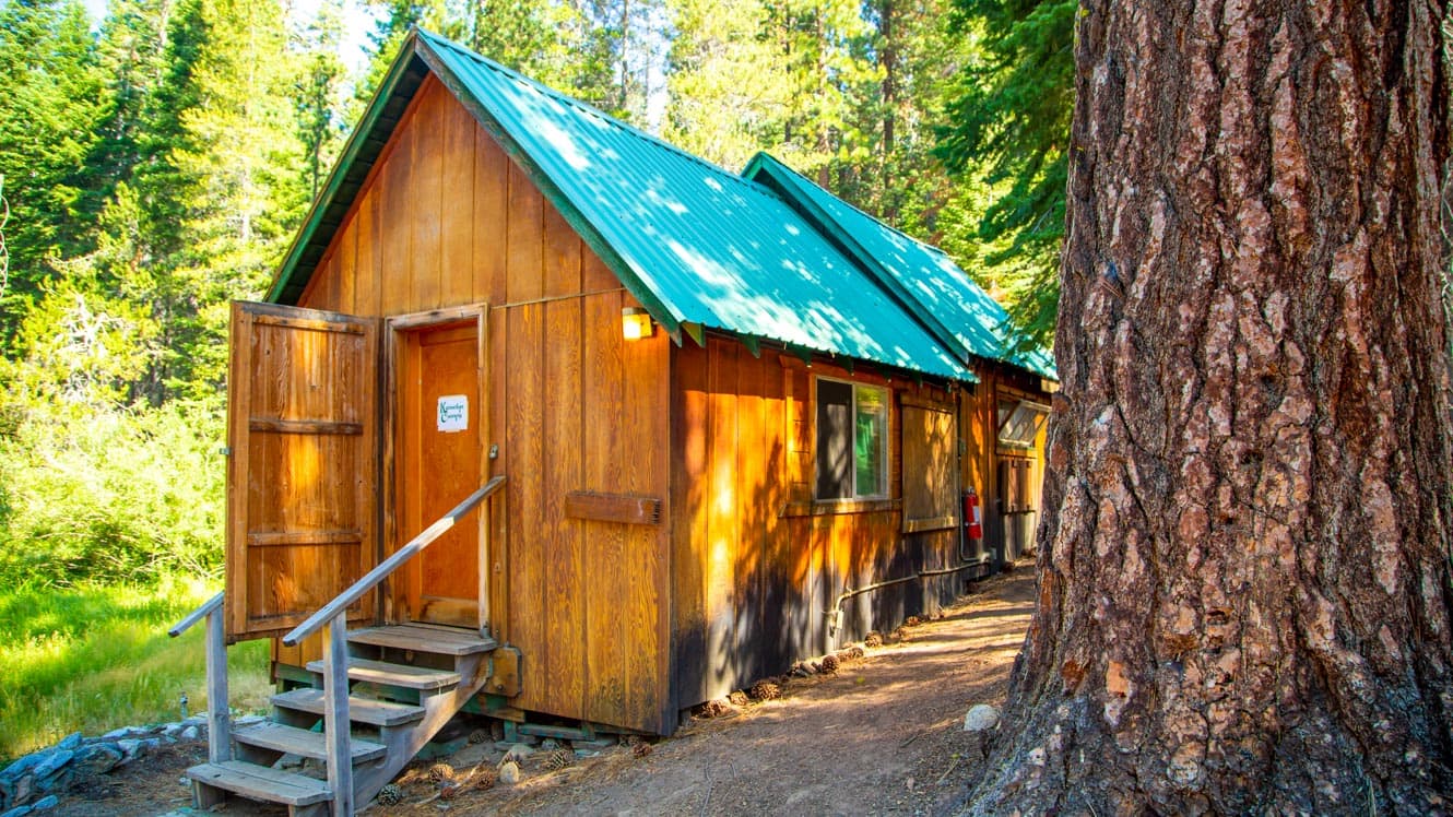 Exterior of Hunting Lake Camp bunk cabin