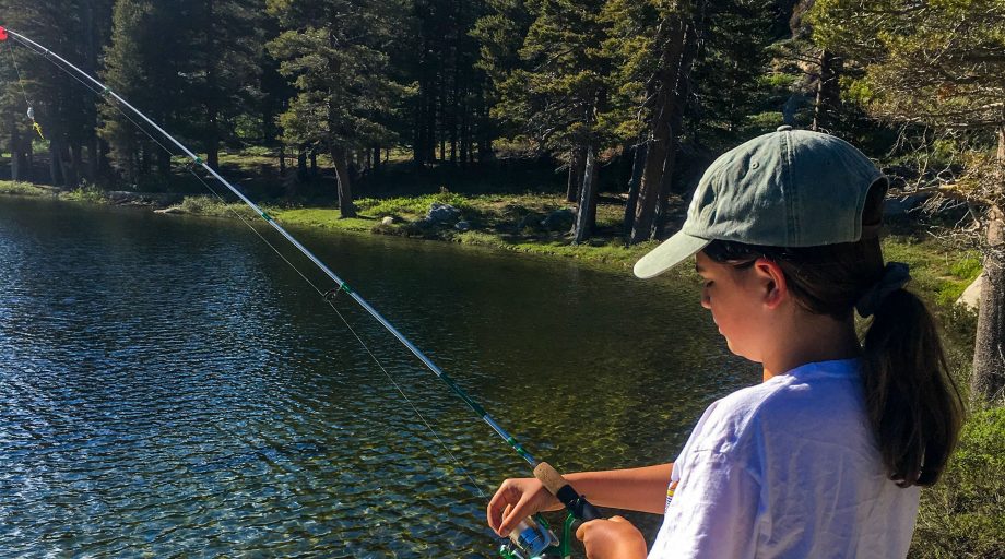 A girl fishing