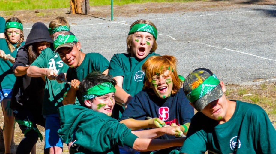 Campers playing tug-of-war